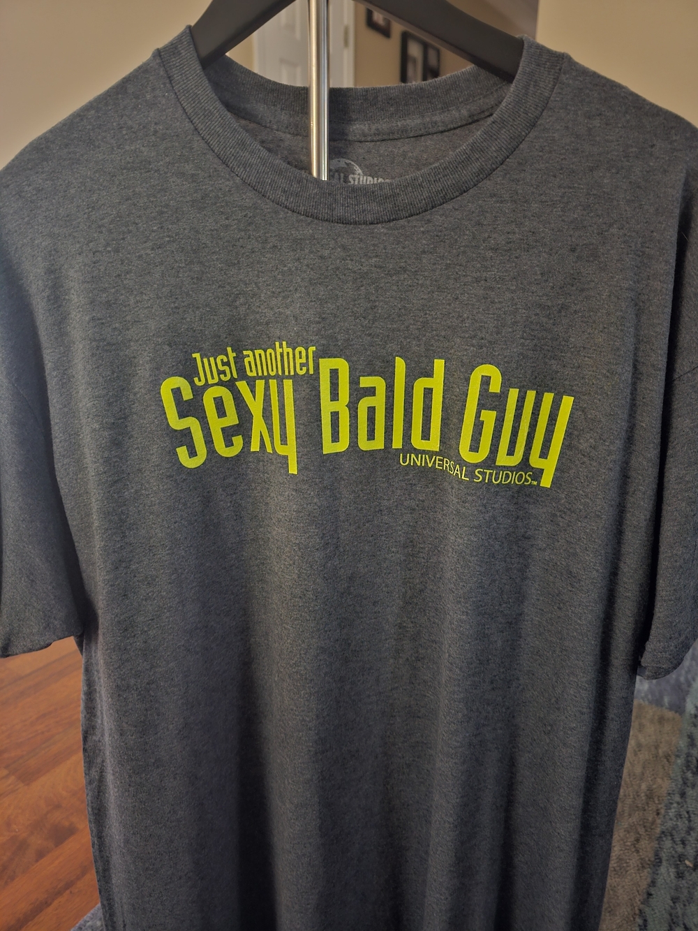 Universal Men's Heather Gray Graphic Tee with Neon Text
